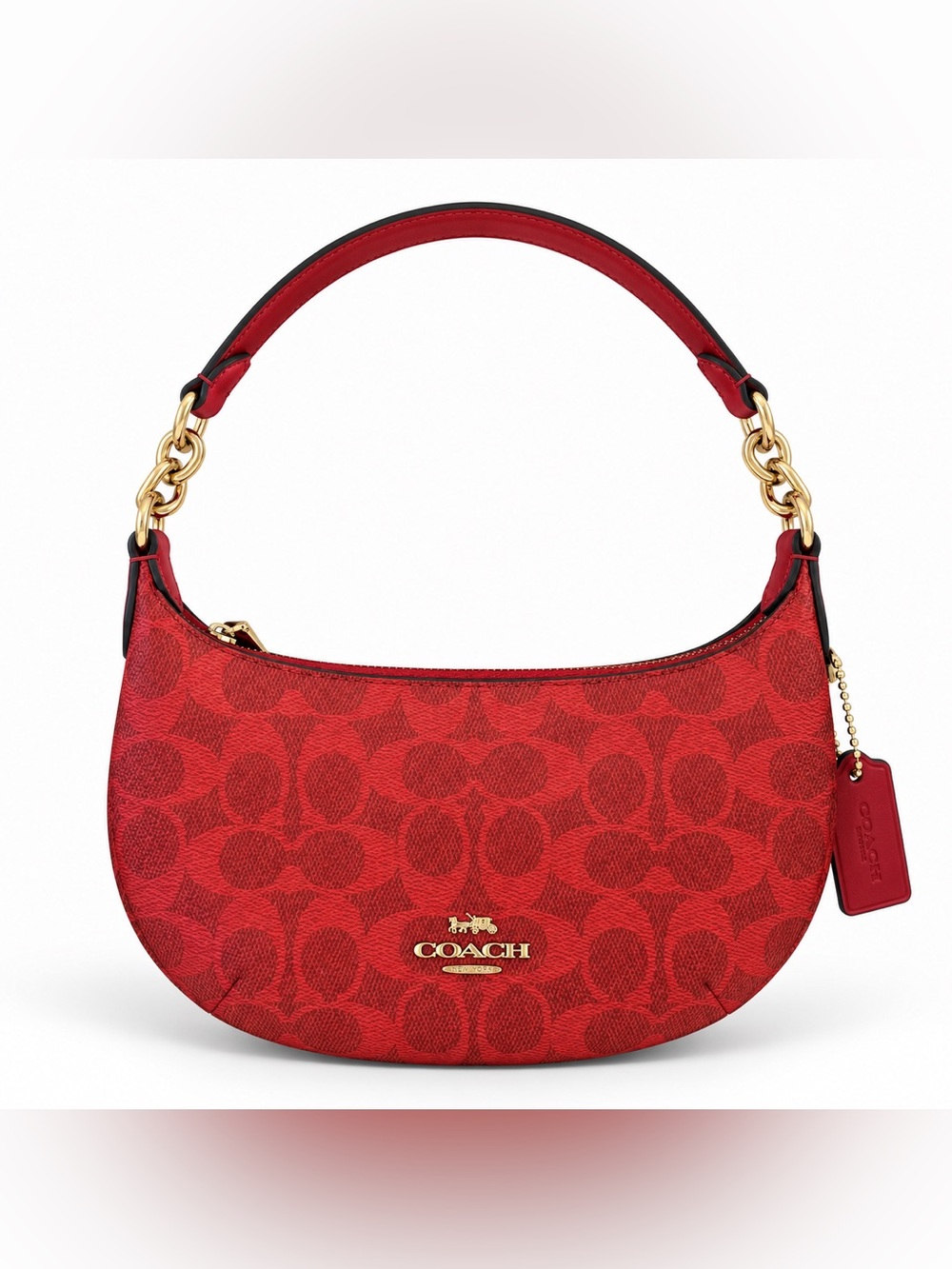 Coach Signature Red Crescent Shoulder Bag – new